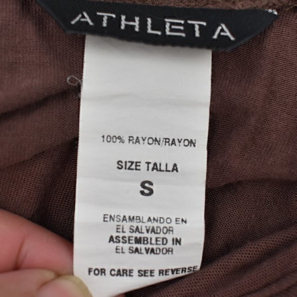 Athleta Long Sleeve w/Hood top Size Small Color Brown Gently Used Condition - Picture 4 of 4